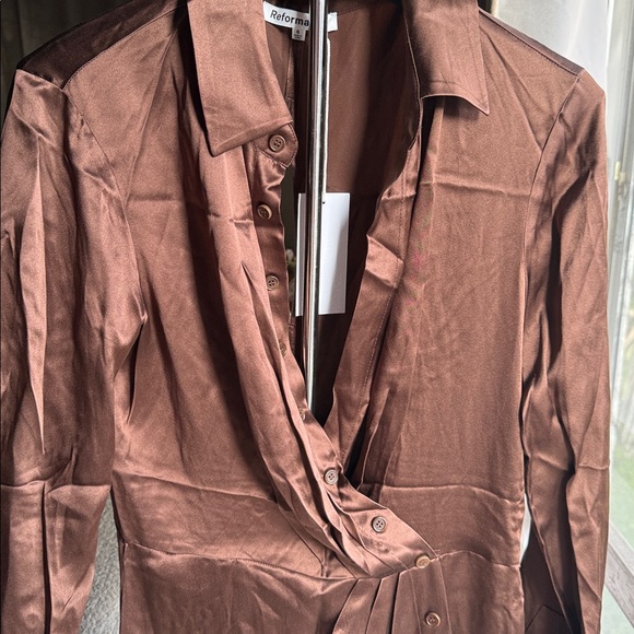 Reformation brown silk mini dress - Picture 4 of 13